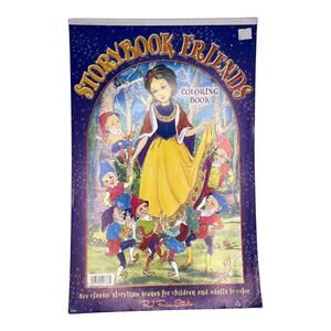 VTG Red Farm Studio Storybook Friends COLORING BOOK 6 Cinderella Snow White 18"